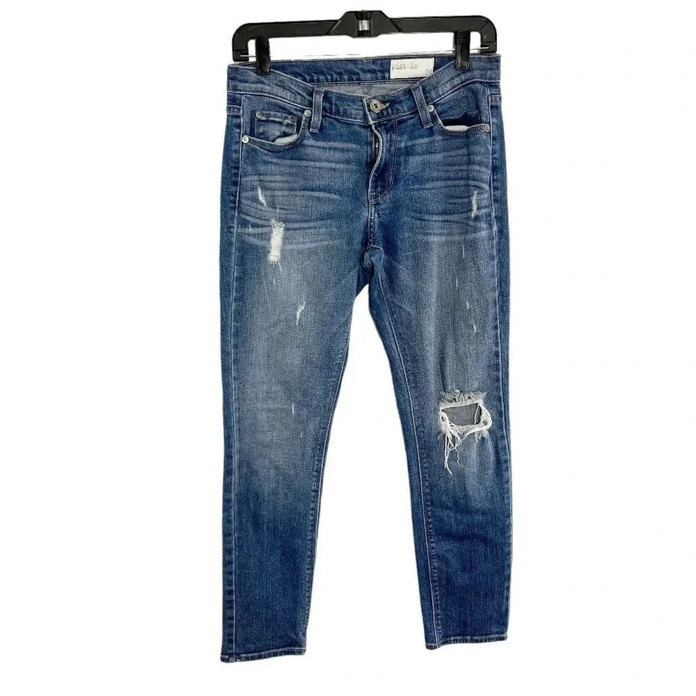 Pistola Mid Rise Distressed Skinny Jeans Women's Waist Size 26